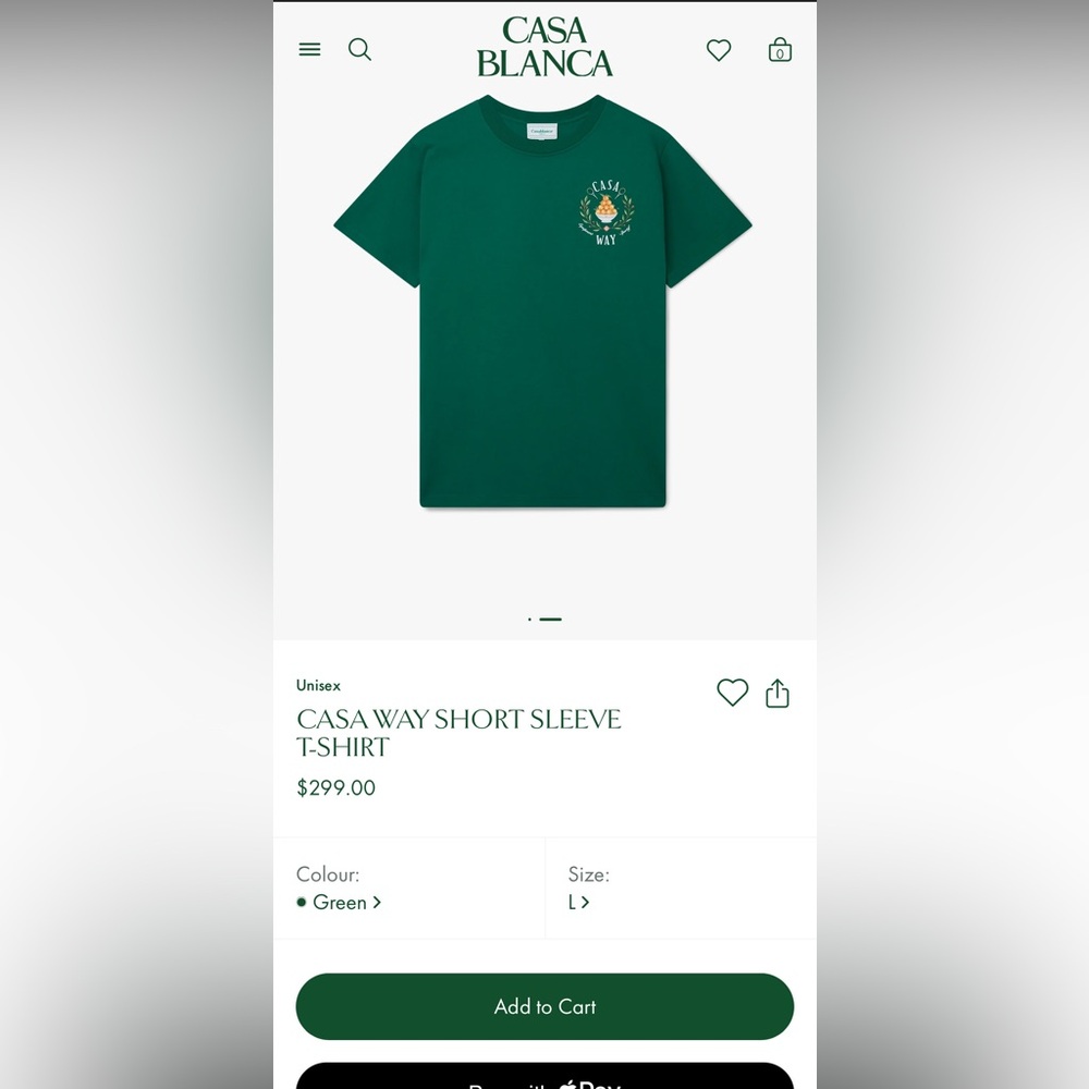 NWOT: Casa Blanca Green Short Sleeve T-Shirt